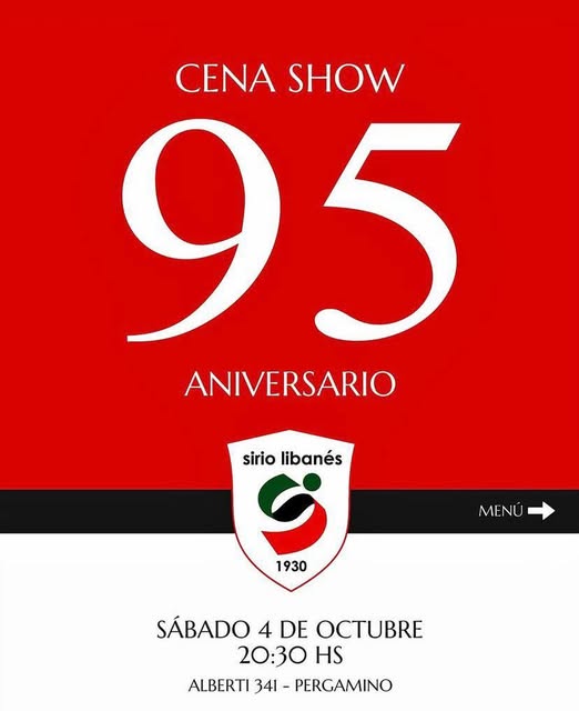 Sirio Libanés celebrará sus 95 años con una gran cena show