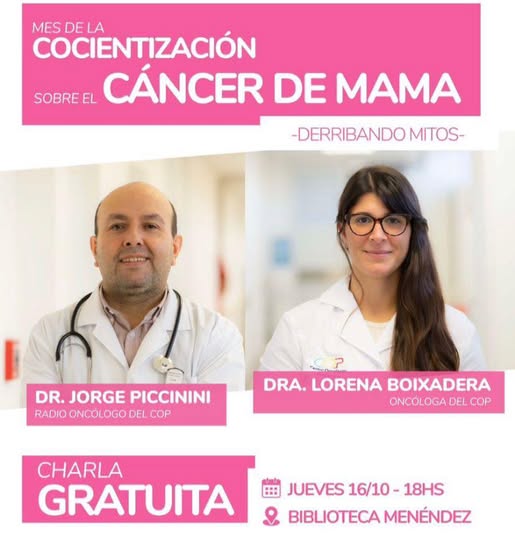 Charla gratuita sobre cáncer de mama en la Biblioteca Menéndez