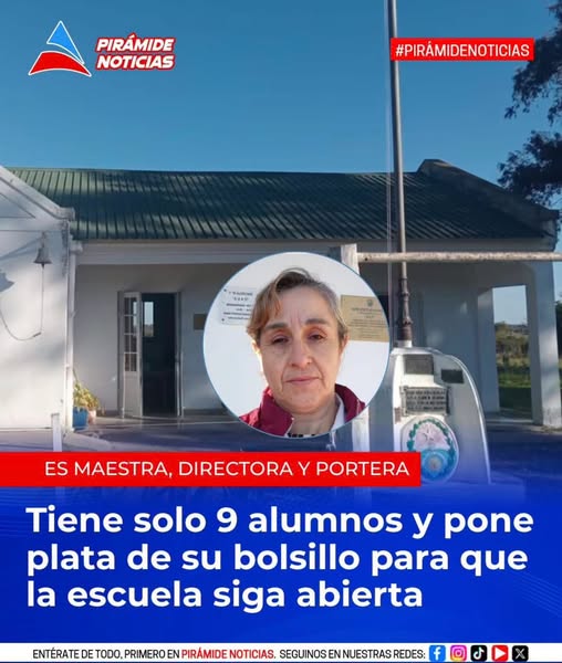  Todos los días recorre 20 kilómetros de camino de tierra para llegar a una pequeña escuela rural donde enseña, limpia, cocina y hasta compra materiales de su propio bolsillo.
