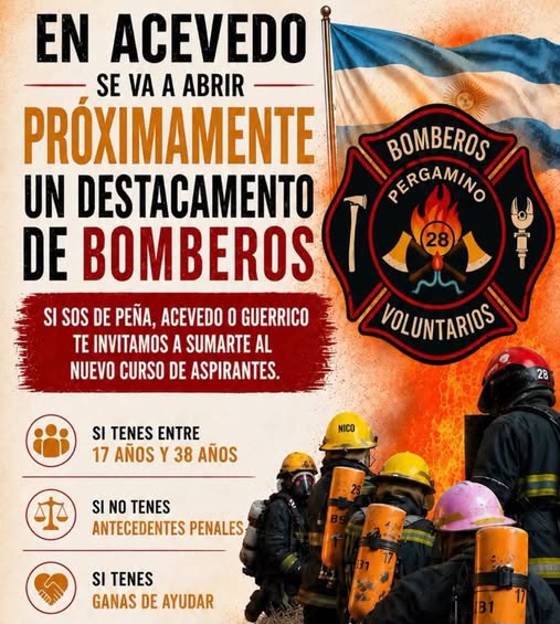 Bomberos Voluntarios abrirán un destacamento en Acevedo y lanzan una convocatoria para aspirantes